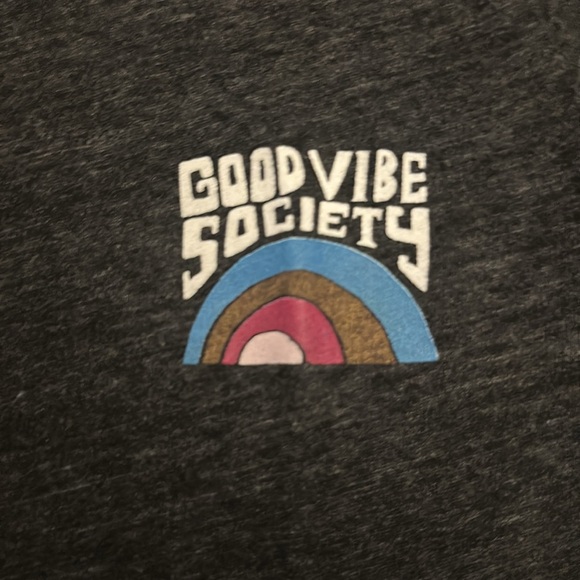 Spiritual Gangster Charcoal Grey Good Vibe Society T-shirt with rainbow design - Picture 3 of 6
